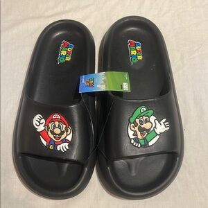 Black Sandals with Colorful Cartoon Designs